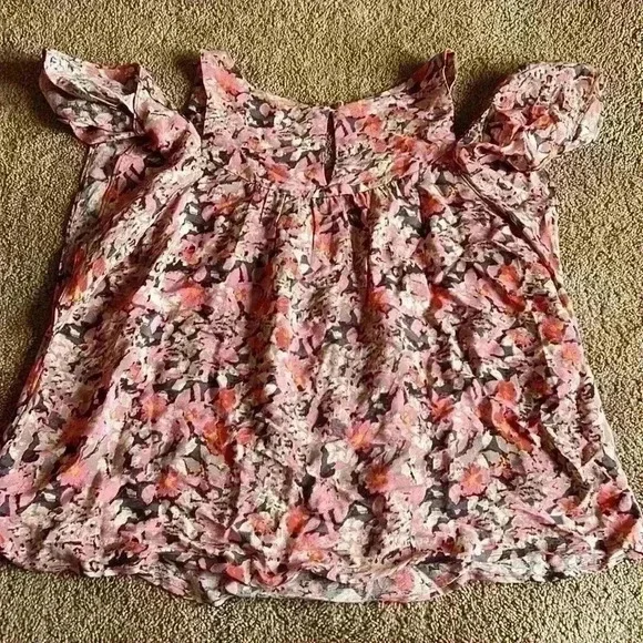 Anthropologie Maeve floral pink cold shoulder top size small - Picture 6 of 6